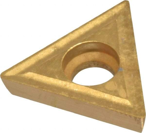 Interstate - TPGH321 HF Grade TCN55 Carbide Turning Insert - TiN Finish, 60° Triangle, 3/8" Inscr Circle, 1/8" Thick, 1/64" Corner Radius - Apex Tool & Supply
