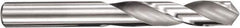 SGS - 8.5mm 145° Spiral Flute Solid Carbide Screw Machine Drill Bit - TiN Finish, Right Hand Cut, 37mm Flute Length, 79mm OAL, Four Facet Point, Straight Shank - Apex Tool & Supply