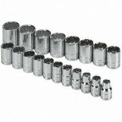 SK - 1/2" Drive Standard Socket Set - 10 to 28mm, Metric Measurement Standard - Apex Tool & Supply