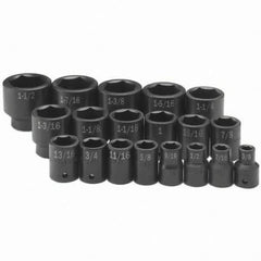 SK - 1/2" Drive Standard Impact Socket Set - 3/8 to 1-1/2", Inch Measurement Standard - Apex Tool & Supply