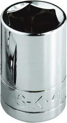 SK - 9/16", 1/4" Drive, Standard Hand Socket - 6 Points, Steel, Chrome Finish - Apex Tool & Supply