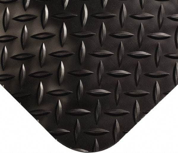Wearwell - 34' Long x 2' Wide, Dry Environment, Anti-Fatigue Matting - Black, Vinyl with Nitrile Blend Base, Beveled on 4 Sides - Apex Tool & Supply