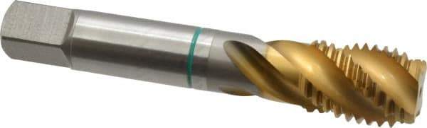 Guhring - 7/8-9 UNC 4 Flute 2B Modified Bottoming Spiral Flute Tap - Cobalt, TiN Finish, 4-11/16" OAL, Right Hand Flute, Right Hand Thread, Series 3922 - Apex Tool & Supply