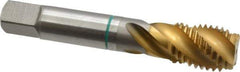 Guhring - 7/8-9 UNC 4 Flute 2B Modified Bottoming Spiral Flute Tap - Cobalt, TiN Finish, 4-11/16" OAL, Right Hand Flute, Right Hand Thread, Series 3922 - Apex Tool & Supply