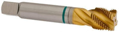 Guhring - 7/8-14 UNF 4 Flute 2B Modified Bottoming Spiral Flute Tap - Cobalt, TiN Finish, 4-11/16" OAL, Right Hand Flute, Right Hand Thread, Series 3923 - Apex Tool & Supply