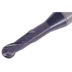 Iscar - 3mm Diam, 4.5mm LOC, 2 Flute Solid Carbide Ball End Mill - TiAlN Finish, Single End, 80mm OAL, 6mm Shank Diam, Spiral Flute - Apex Tool & Supply