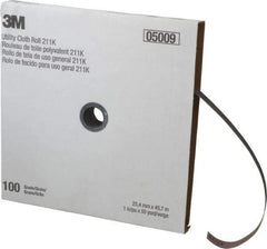 3M - 1" x 50 Yd 100 Grit Aluminum Oxide Cloth Roll - Fine Grade, J Weighted Backing - Apex Tool & Supply