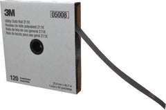 3M - 1" x 50 Yd 120 Grit Aluminum Oxide Cloth Roll - Fine Grade, J Weighted Backing - Apex Tool & Supply