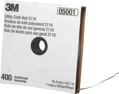 3M - 1" x 50 Yd 400 Grit Aluminum Oxide Cloth Roll - Super Fine Grade, J Weighted Backing - Apex Tool & Supply