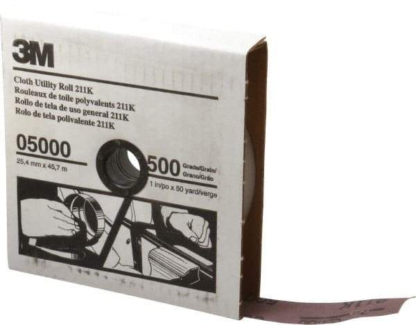 3M - 1" x 50 Yd 500 Grit Aluminum Oxide Cloth Roll - Super Fine Grade, J Weighted Backing - Apex Tool & Supply