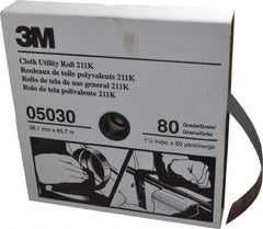 3M - 1-1/2" x 50 Yd 80 Grit Aluminum Oxide Cloth Roll - Medium Grade, J Weighted Backing - Apex Tool & Supply