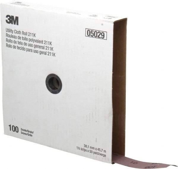3M - 1-1/2" x 50 Yd 100 Grit Aluminum Oxide Cloth Roll - Fine Grade, J Weighted Backing - Apex Tool & Supply