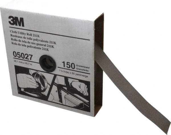 3M - 1-1/2" x 50 Yd 150 Grit Aluminum Oxide Cloth Roll - Very Fine Grade, J Weighted Backing - Apex Tool & Supply