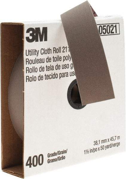 3M - 1-1/2" x 50 Yd 400 Grit Aluminum Oxide Cloth Roll - Super Fine Grade, J Weighted Backing - Apex Tool & Supply