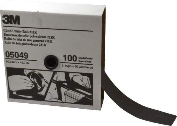 3M - 2" x 50 Yd 100 Grit Aluminum Oxide Cloth Roll - Fine Grade, J Weighted Backing - Apex Tool & Supply