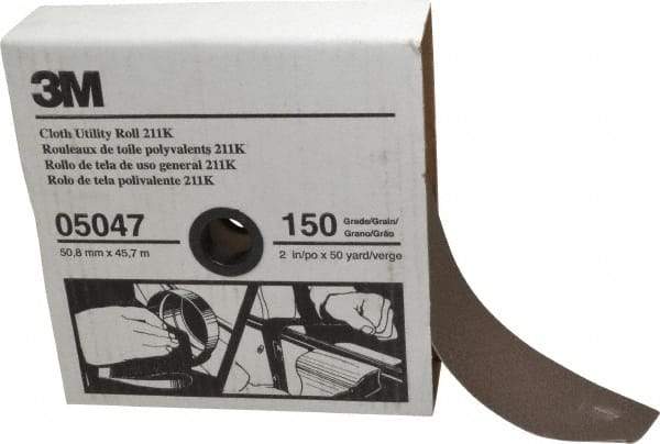 3M - 2" x 50 Yd 150 Grit Aluminum Oxide Cloth Roll - Very Fine Grade, J Weighted Backing - Apex Tool & Supply