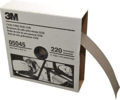 3M - 2" x 50 Yd 220 Grit Aluminum Oxide Cloth Roll - Very Fine Grade, J Weighted Backing - Apex Tool & Supply