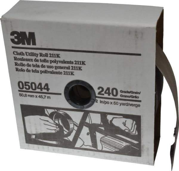 3M - 2" x 50 Yd 240 Grit Aluminum Oxide Cloth Roll - Very Fine Grade, J Weighted Backing - Apex Tool & Supply