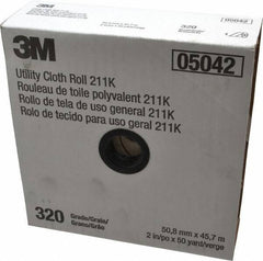 3M - 2" x 50 Yd 320 Grit Aluminum Oxide Cloth Roll - Extra Fine Grade, J Weighted Backing - Apex Tool & Supply