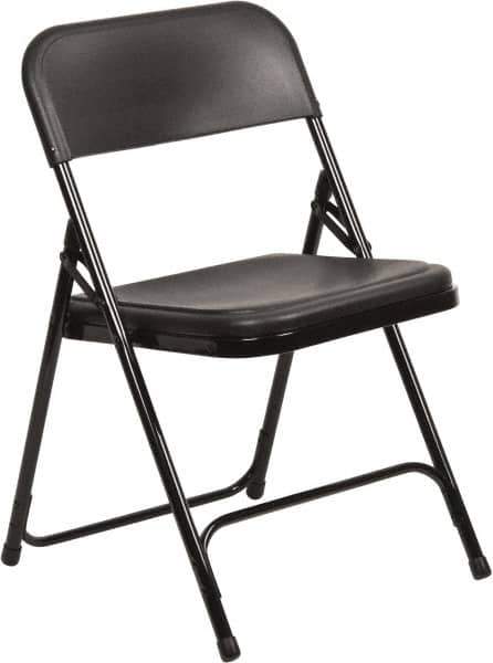 NPS - 18-3/4" Wide x 20-3/4" Deep x 29-3/4" High, Steel Folding Chair with Plastic Seat & Back - Black with Black Frame - Apex Tool & Supply