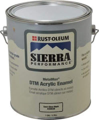 Rust-Oleum - 1 Gal Semi Gloss Black Acrylic Enamel - 180 to 545 Sq Ft/Gal Coverage, <0 g/L VOC Content, Direct to Metal - Apex Tool & Supply