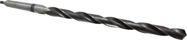 Interstate - 49/64", 2MT 118° Point High Speed Steel Taper Shank Drill Bit - Oxide Finish, 10" Flute Length, 15" OAL, Spiral Flute, Series 502 - Apex Tool & Supply