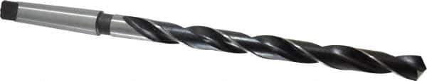 Interstate - 27/32", 3MT 118° Point High Speed Steel Taper Shank Drill Bit - Oxide Finish, 10" Flute Length, 15" OAL, Spiral Flute, Series 502 - Apex Tool & Supply