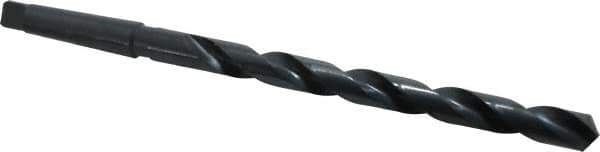 Interstate - 55/64", 3MT 118° Point High Speed Steel Taper Shank Drill Bit - Oxide Finish, 10" Flute Length, 15" OAL, Spiral Flute, Series 502 - Apex Tool & Supply