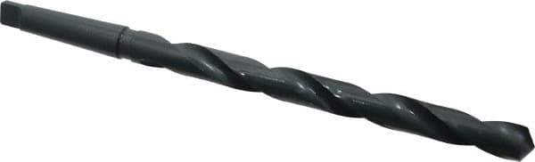 Interstate - 59/64", 3MT 118° Point High Speed Steel Taper Shank Drill Bit - Oxide Finish, 10" Flute Length, 15" OAL, Spiral Flute, Series 502 - Apex Tool & Supply