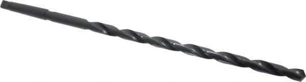 Interstate - 5/8", 2MT 118° Point High Speed Steel Taper Shank Drill Bit - Oxide Finish, 12" Flute Length, 18" OAL, Spiral Flute, Series 502 - Apex Tool & Supply