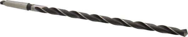 Interstate - 41/64", 2MT 118° Point High Speed Steel Taper Shank Drill Bit - Oxide Finish, 12" Flute Length, 18" OAL, Spiral Flute, Series 502 - Apex Tool & Supply