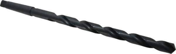 Interstate - 7/8", 3MT 118° Point High Speed Steel Taper Shank Drill Bit - Oxide Finish, 12" Flute Length, 18" OAL, Spiral Flute, Series 502 - Apex Tool & Supply