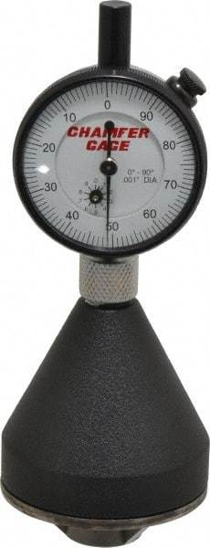 SPI - 1 to 2", 0 to 90° Included Angle, Internal Chamfer Gage - White Hardened Tool Steel (Plunger), 3 Blade & Conical Plunger, 0.001" Accuracy, 0.001" Graduation - Apex Tool & Supply