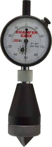 SPI - 0 to 1", 0 to 90° Included Angle, Internal Chamfer Gage - White Hardened Tool Steel (Plunger), 3 Blade & Conical Plunger, 0.001" Accuracy, 0.001" Graduation - Apex Tool & Supply