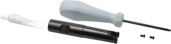 Tungaloy - 3/4" Cut Diam, 0.06" Max Depth, 3/4" Shank Diam, Weldon Shank Indexable High-Feed End Mill - Screw Holding Method, WPM. 05H3.. Insert, EXP Toolholder - Apex Tool & Supply