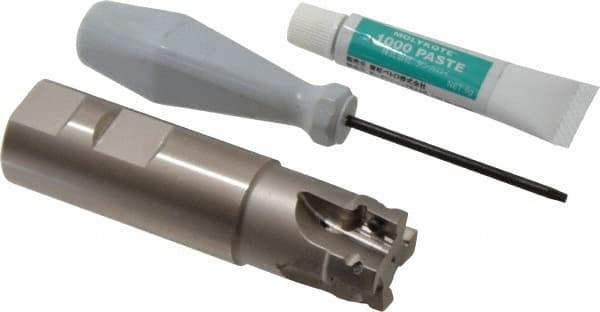 Tungaloy - 1" Cut Diam, 0.425" Max Depth of Cut, 1" Shank Diam, 3.74" OAL, Indexable Square Shoulder End Mill - ASMT 11T3.. Inserts, Weldon Shank, 90° Lead Angle - Apex Tool & Supply