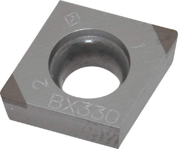 Tungaloy - 2QP-CCMW32.51 Grade BX330 PCBN Turning Insert - Uncoated, 80° Diamond, 3/8" Inscr Circle, 5/32" Thick, 1/64" Corner Radius - Apex Tool & Supply