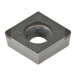 Tungaloy - 2QP-CCMW32.52 Grade BX330 PCBN Turning Insert - Uncoated, 80° Diamond, 3/8" Inscr Circle, 5/32" Thick, 1/32" Corner Radius - Apex Tool & Supply