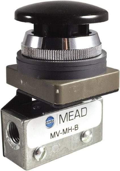 Mead - 0.11 CV Rate, 3 Way Pilot Air Valve - Mushroom Head Actuator - Apex Tool & Supply