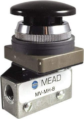 Mead - 0.11 CV Rate, 3 Way Pilot Air Valve - Mushroom Head Actuator - Apex Tool & Supply