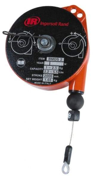 Ingersoll-Rand - 5.51 Lb Load Capacity, 6.56' Travel Distance, Tool Balancer - Stainless Steel Cable, Cast Aluminum Housing, Tension Adjustment, Locking Mechanism - Apex Tool & Supply
