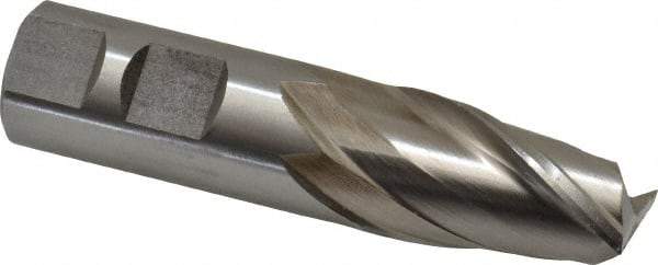Interstate - 7/8", 1-1/2" LOC, 7/8" Shank Diam, 3-3/4" OAL, 2 Flute, High Speed Steel Square End Mill - Single End, Uncoated, Spiral Flute, 30° Helix, Centercutting, Right Hand Cut, Right Hand Flute - Apex Tool & Supply