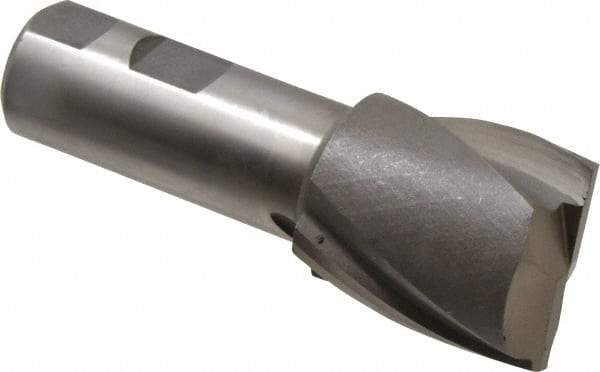 Interstate - 1-1/2", 1-5/8" LOC, 1" Shank Diam, 4-1/8" OAL, 2 Flute, High Speed Steel Square End Mill - Single End, Uncoated, Spiral Flute, 30° Helix, Centercutting, Right Hand Cut, Right Hand Flute - Apex Tool & Supply