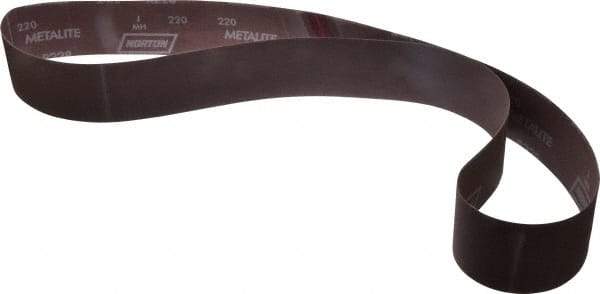 Norton - 2-1/2" Wide x 60" OAL, 220 Grit, Aluminum Oxide Abrasive Belt - Aluminum Oxide, Very Fine, Coated, X Weighted Cloth Backing, Series R228 - Apex Tool & Supply
