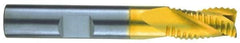 RobbJack - 1/2" Diam, Fine Pitch, 5/8" LOC, 3 Flute Solid Carbide Roughing Square End Mill - TiN Finish, 3" OAL, 1/2" Shank Diam, Single End, Centercutting, 30° Helix - Apex Tool & Supply