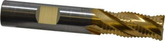 RobbJack - 1/2" Diam, Fine Pitch, 1" LOC, 4 Flute Solid Carbide Roughing Square End Mill - TiN Finish, 3" OAL, 1/2" Shank Diam, Single End, Centercutting, 30° Helix - Apex Tool & Supply