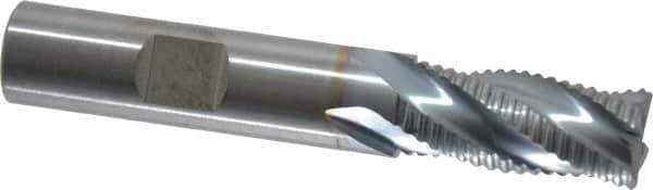 RobbJack - 1/2" Diam, Fine Pitch, 1" LOC, 4 Flute Solid Carbide Roughing Square End Mill - TiCN Finish, 3" OAL, 1/2" Shank Diam, Single End, Centercutting, 30° Helix - Apex Tool & Supply