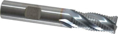 RobbJack - 1/2" Diam, Fine Pitch, 1" LOC, 4 Flute Solid Carbide Roughing Square End Mill - TiCN Finish, 3" OAL, 1/2" Shank Diam, Single End, Centercutting, 30° Helix - Apex Tool & Supply