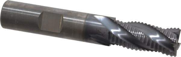 RobbJack - 1/2" Diam, Fine Pitch, 1" LOC, 4 Flute Solid Carbide Roughing Square End Mill - AlTiN Finish, 3" OAL, 1/2" Shank Diam, Single End, Centercutting, 30° Helix - Apex Tool & Supply