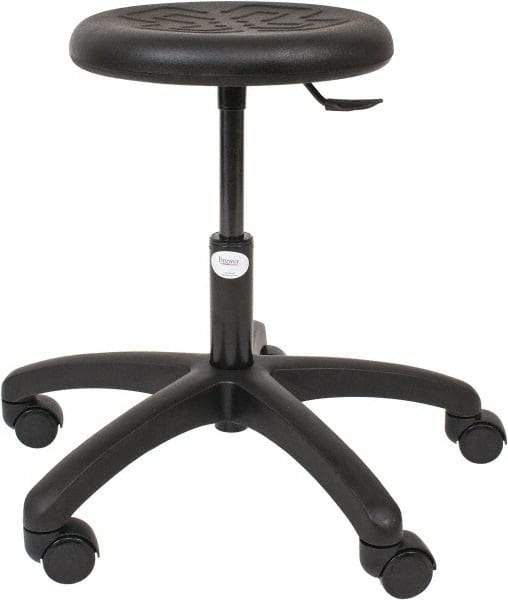 Made in USA - 15-1/2 to 20-1/2" High Utility Stool - Polyurethane Seat, Black - Apex Tool & Supply